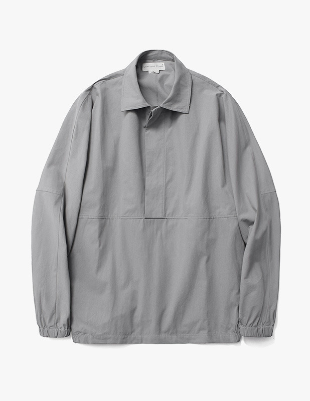 [썸머 ver.] Lino Linen Ordinary Hidden Collar Anorak Shirt_Slate Gray
