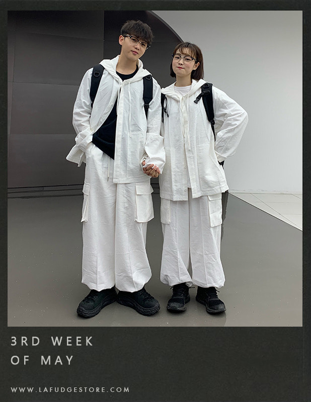 [SET] Lino Linen Ordinary Hood Shirt Set Up_White김태형,옥예나