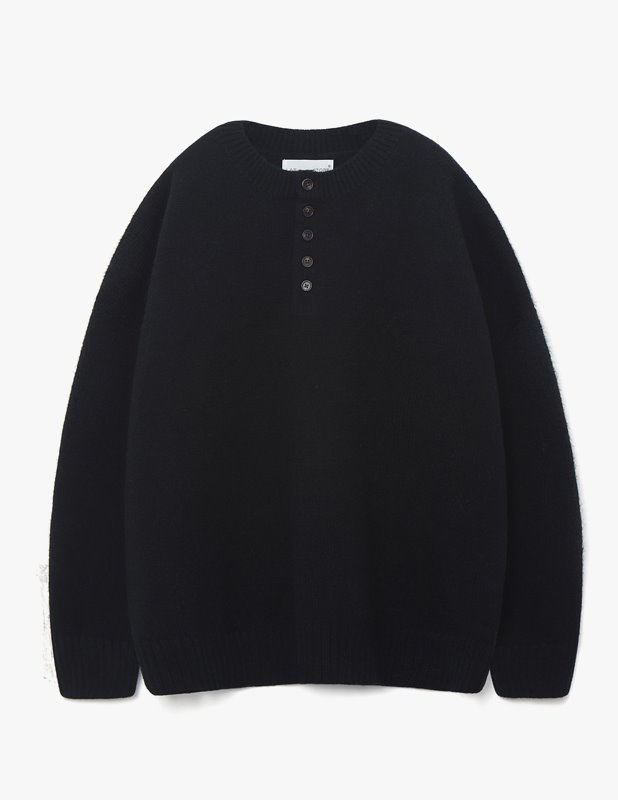 Wool Over Henley Neck Knit_Black