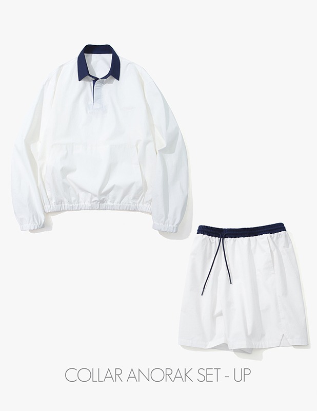 [SET]Sanding Oxford Collar Anorak Shirt Essential Colorway 1/2 Pants Set Up_Off White