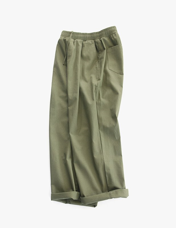 Tapered Wide One Tuck Linen Pants_Martine Olive