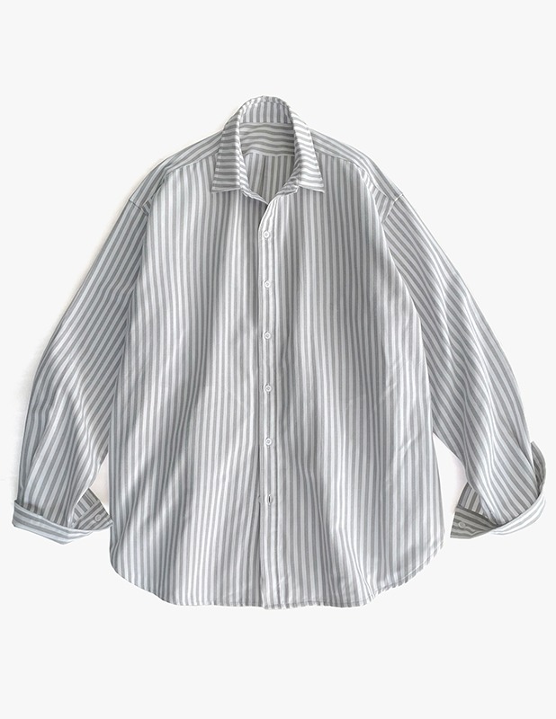 City Boy Big Over Oxford Stripe Shirt_Gray Stripe