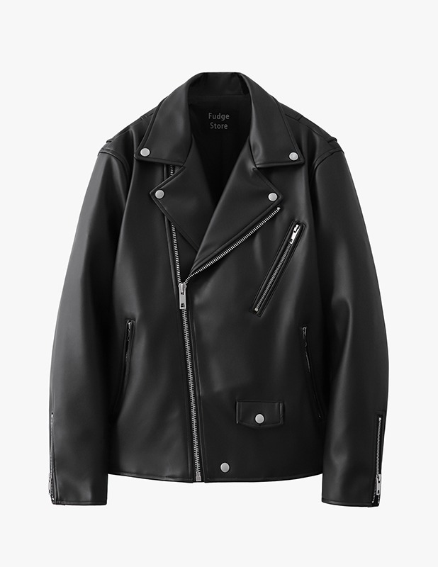 Matt Buffing Leather Rider Jacket_Matt Black