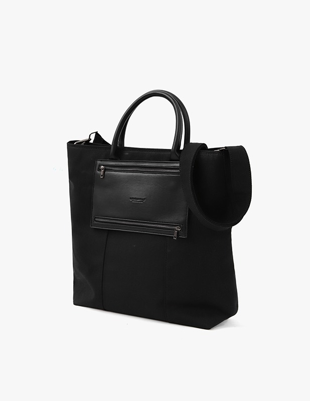 Buffing Leather 3way Pouch Tote bag_Black