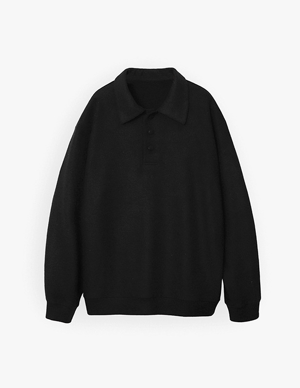 Semi Over Napping Collar Knit_Black