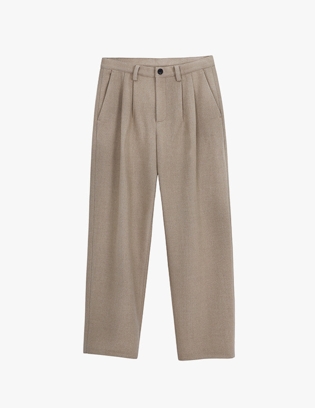 Woolrich Tapered Wide Two Tuck Wool Pants_Sand Beige