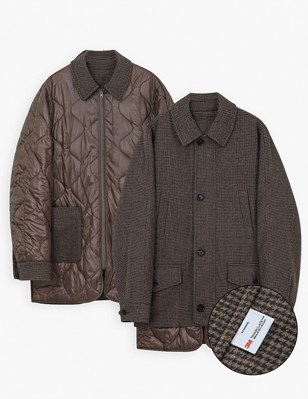 3M Reversible Woolrich Over Midi Coat_Brown Check