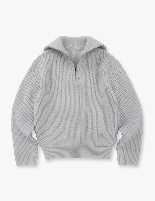 Pullover wool collar knit_Gray