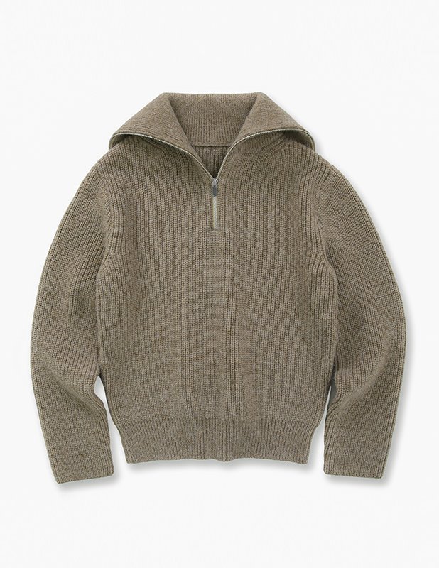 Pullover wool collar knit_Khaki Brown