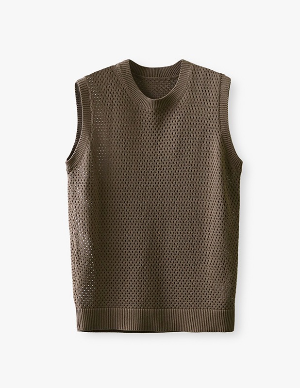 Linen Croquette Sleeveless Knit_Martine Olive