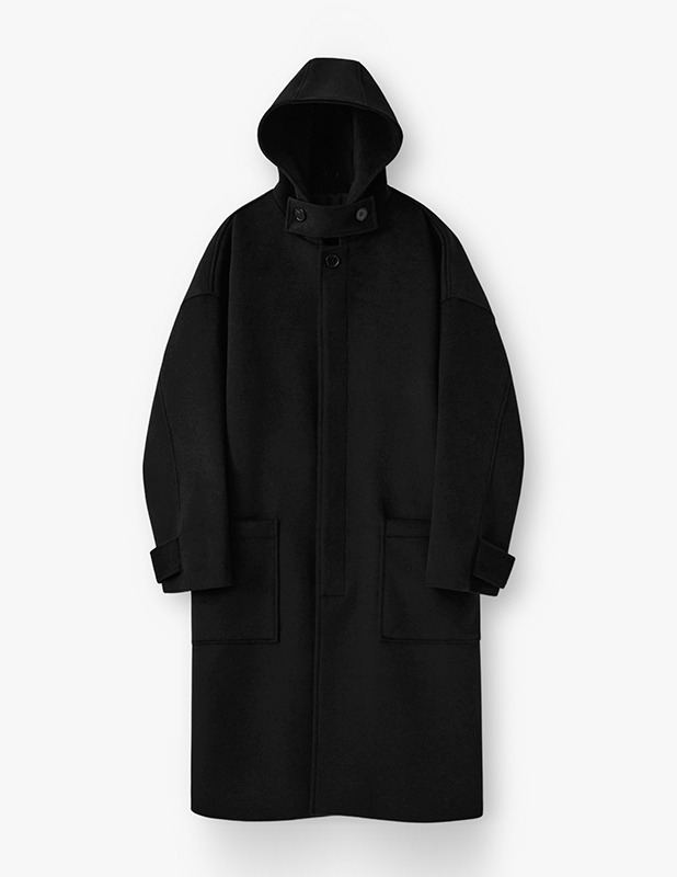 Woolrich Overfit Long Hooded Coat_Black