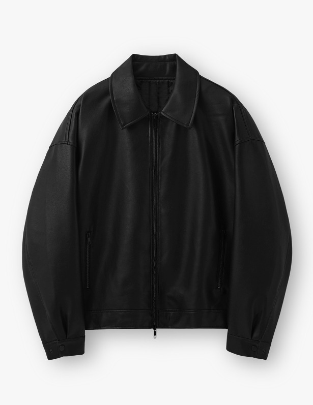 Buffing Leather Overfit Blouson_Black