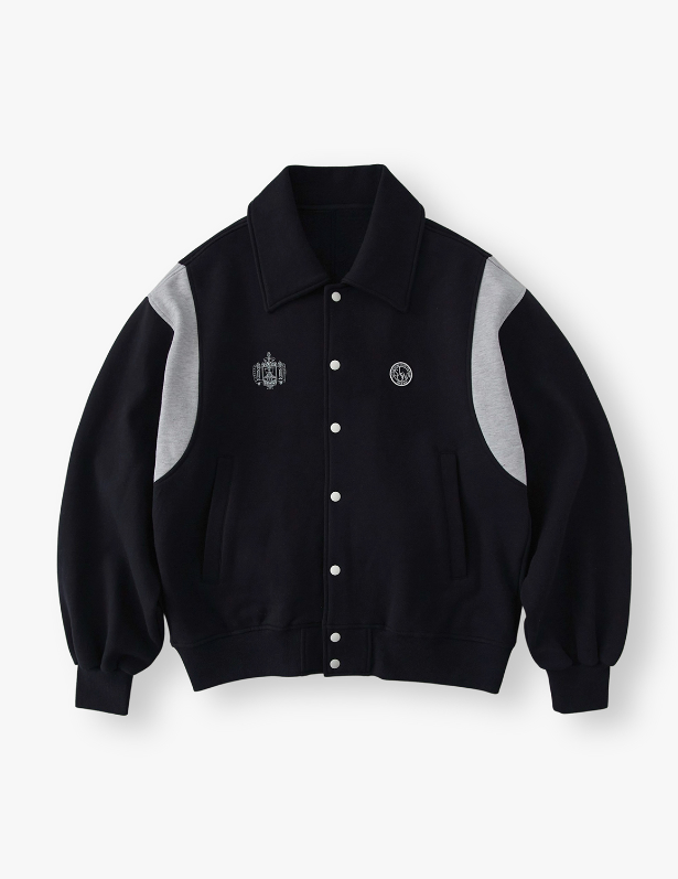 Symbol Logo Overfit Sweat Varsity Jacket_Midnight Blue