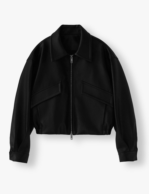[BORA CLAIRE X LAFUDGE FOR WOMAN]Buffing Leather Crop Blouson Jacket_Black