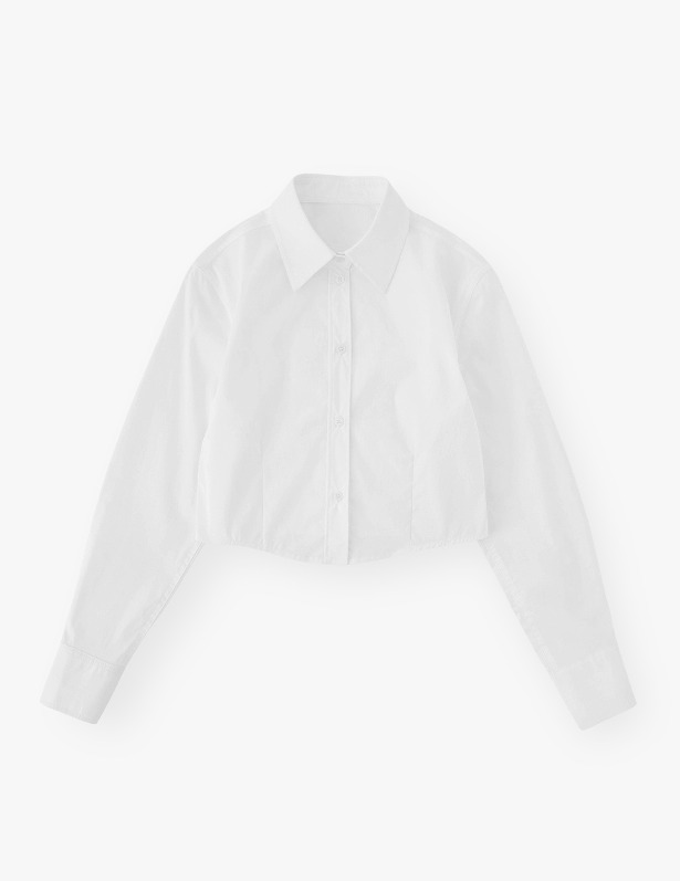 [Woman]Poplin Dart Crop Shirt_Off White
