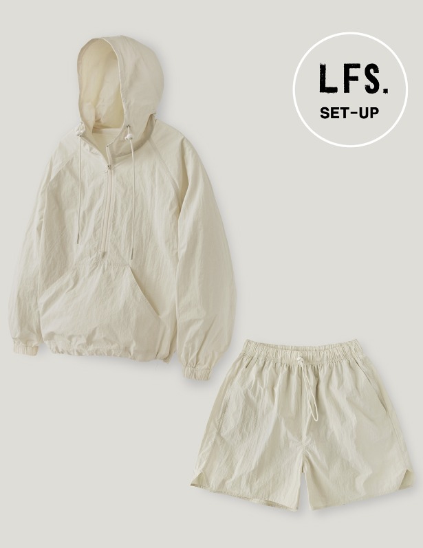[Summer Ver.]Light Weather Pullover Hoodie Anorak &amp; Daily Shorts Set Up_Ecru