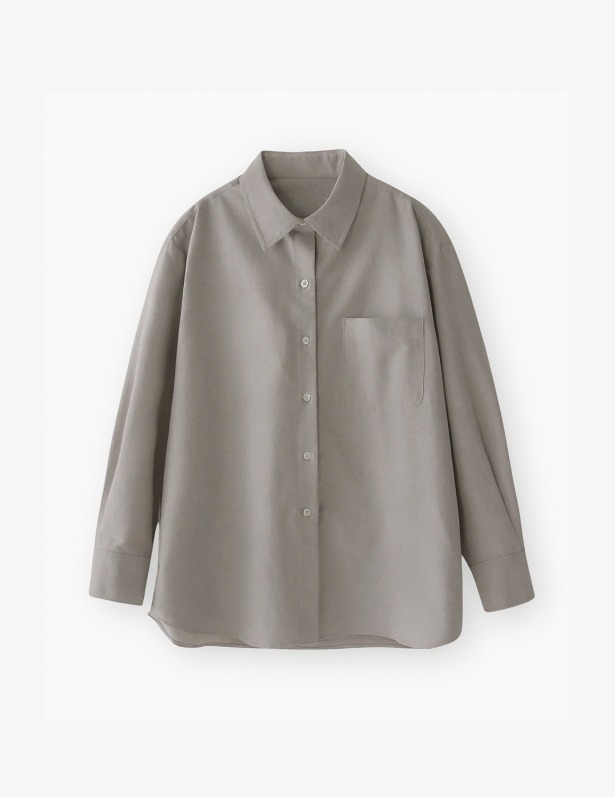 [Woman]Classic Semi Overfit Oxford Shirt_Taupe Gray