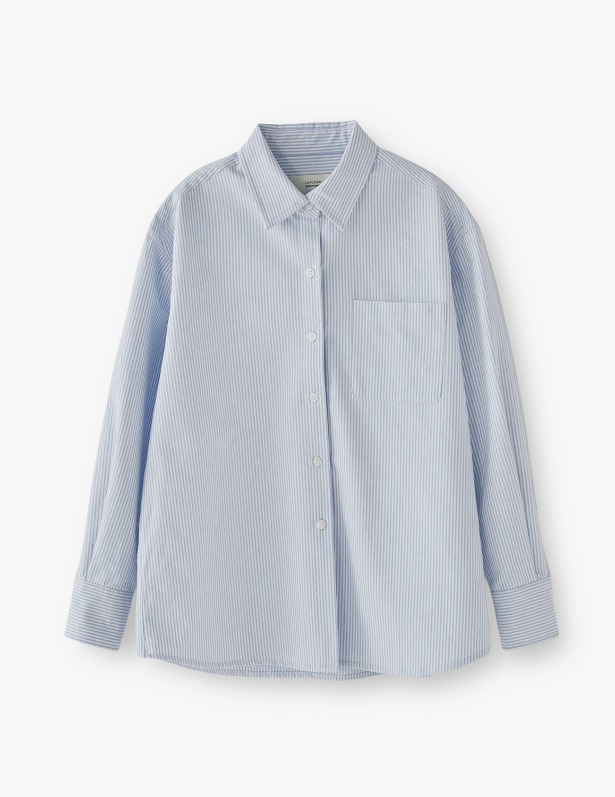 [Woman]Overfit Stripe Oxford Shirt_Royal Blue