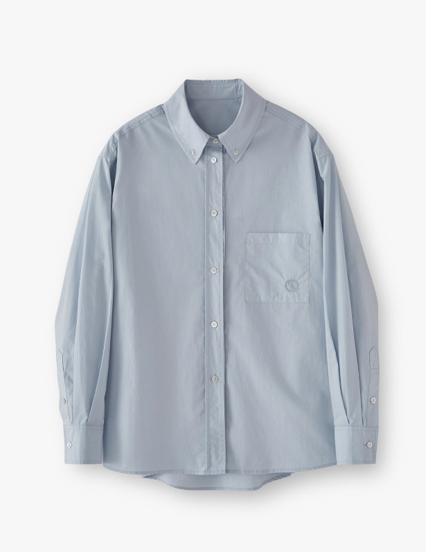 Natural Overfit Symbol Cotton Shirt_Purist Blue