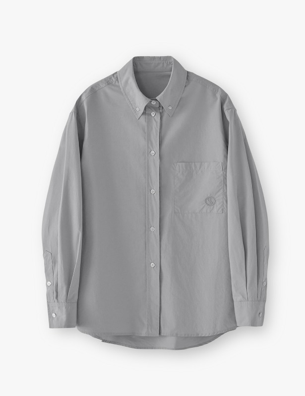 Natural Overfit Symbol Cotton Shirt_Gray