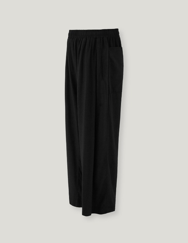 [Woman]Tencel Linen Round One Tuck Pants_Black