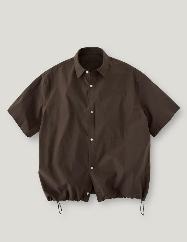 Ice Cotton String Short Sleeved Shirt_Brown