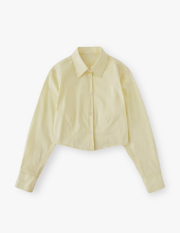 [Woman]Poplin Dart Crop Shirt_Sunny Yellow