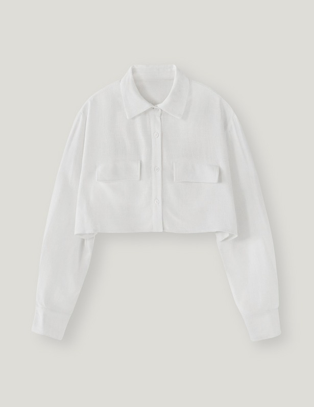 [Woman]Balance Linen Crop Shirt Jackt_White
