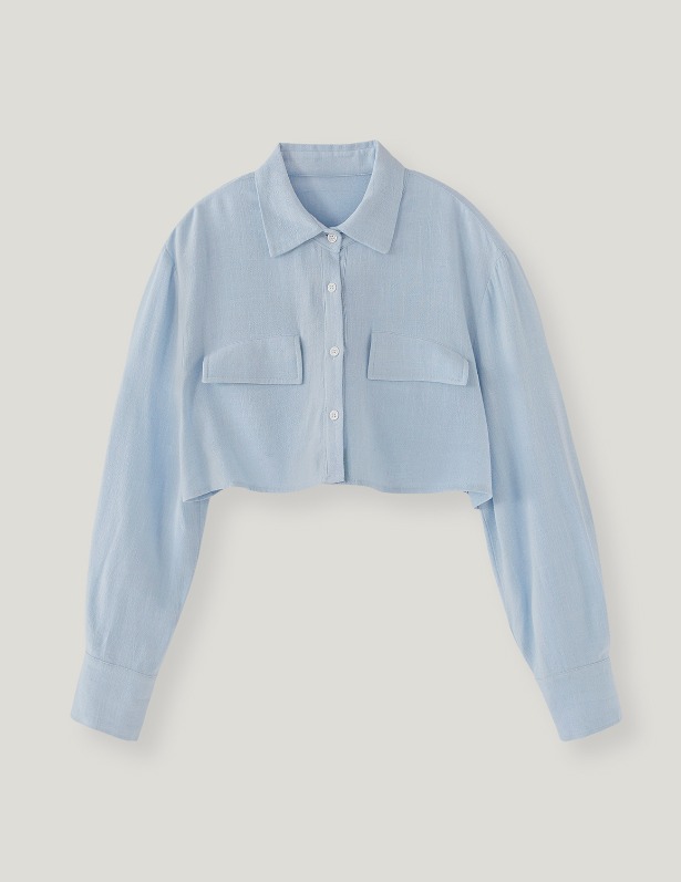 [Woman]Balance Linen Crop Shirt Jackt_Royal Blue