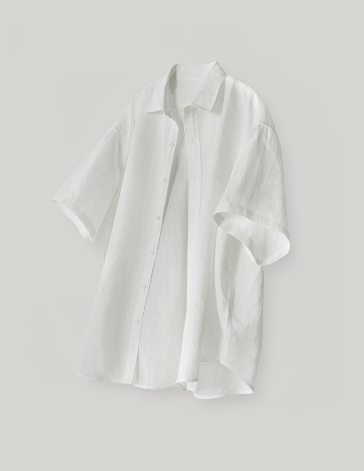 Tencel Linen City Boy Big Over Half Shirt_Off White