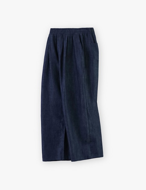 [6/24 예약발송]Linen Denim Tapered Wide One Tuck Pants_Middle Blue
