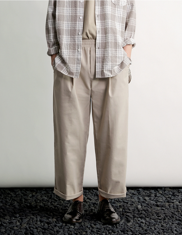 Tapered Wide One Tuck Linen Pants_Neutral Gray