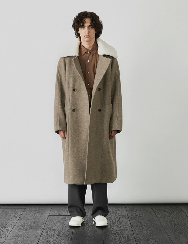Woolrich Shirring Over Fit Double Coat_Wheat