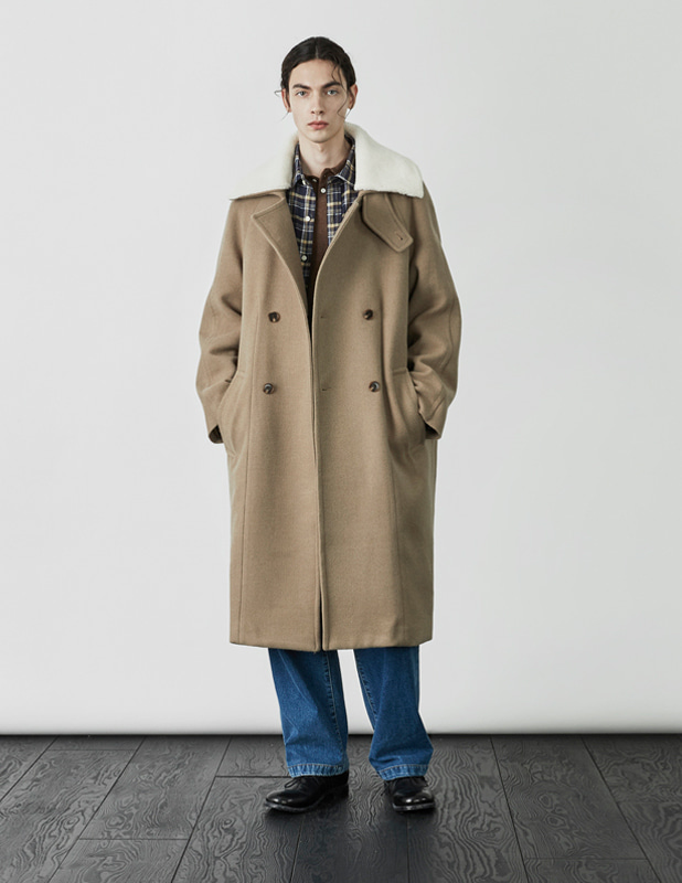 Woolrich Shirring Over Fit Double Coat_Camel