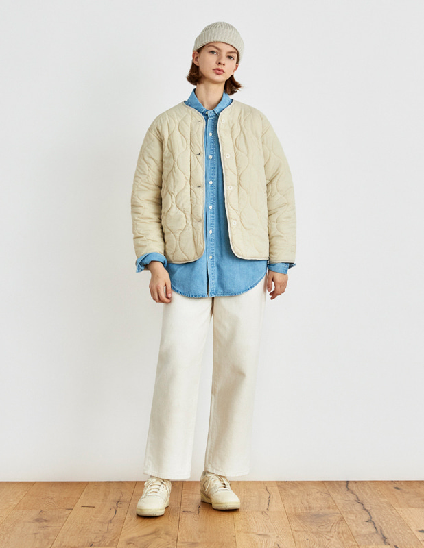 [3M Thinsulate] Down Quilting cardigan jacket_Cream
