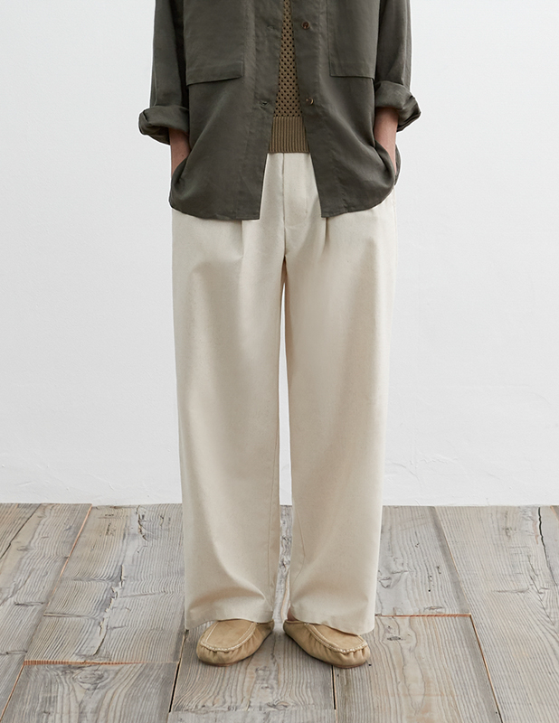 [Package]Tapered Wide One Tuck Linen Pants_9Color
