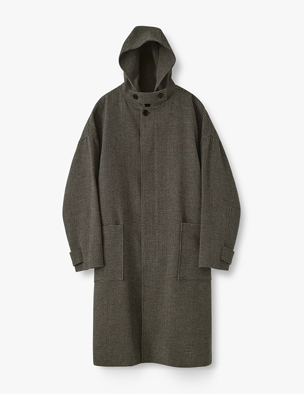 Woolrich Overfit Long Hooded Coat_Brown check