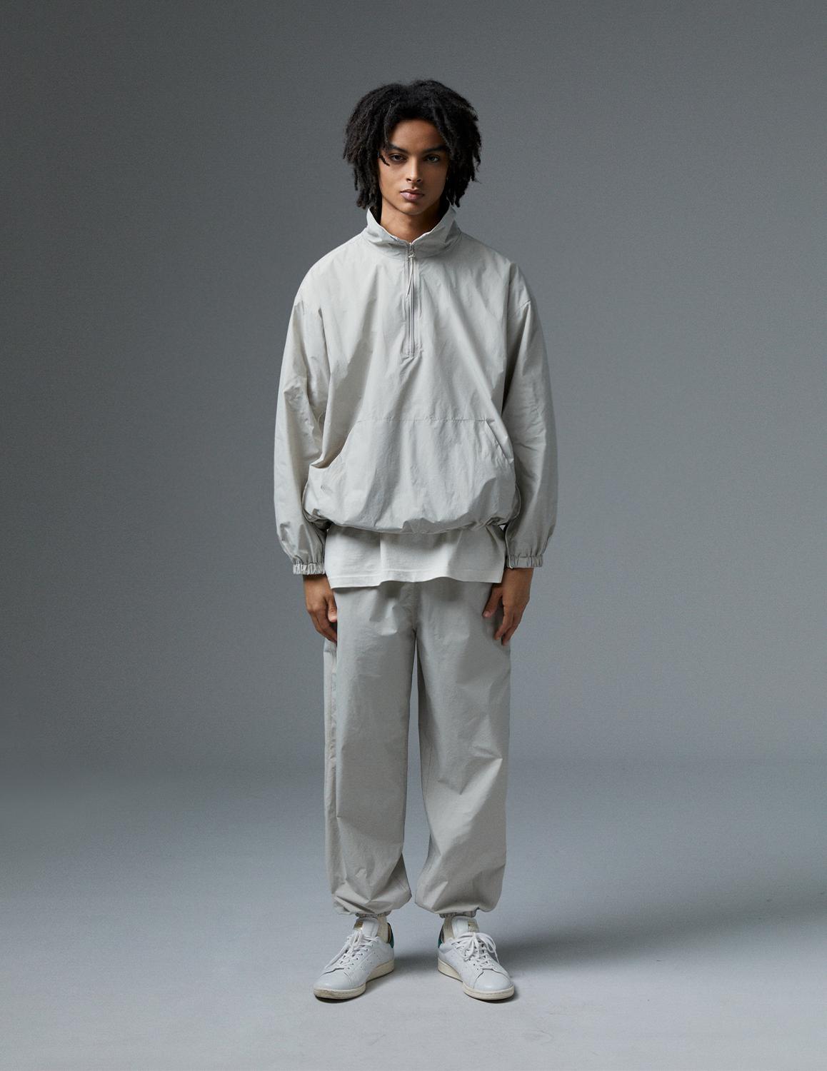 [SET UP]Windshell half zip-up Anorak Shirt&amp;Jogger Pants Set-up_Cream