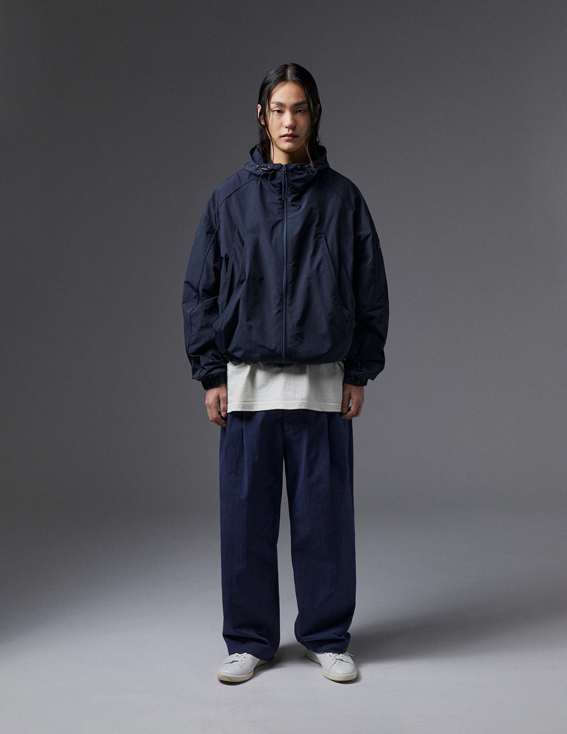 Windshell Piping Defend Hood Jacket_Navy