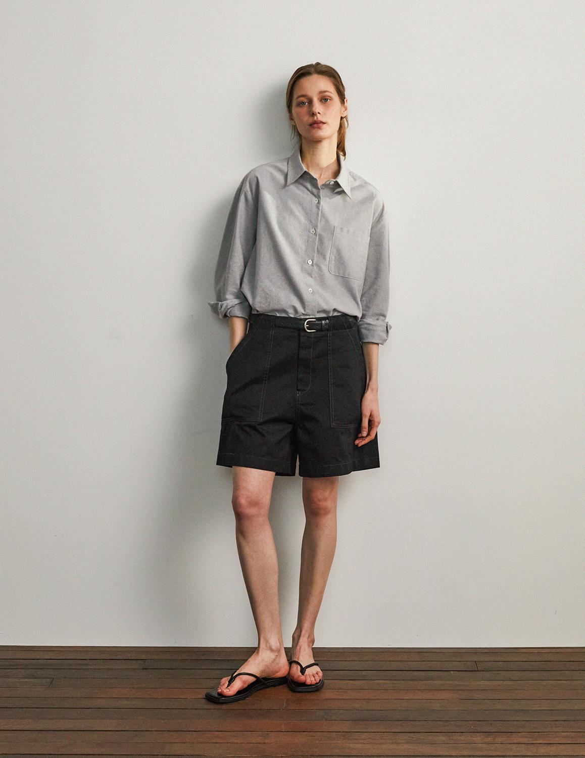 [Woman]Classic Semi Overfit Oxford Shirt_Neutral Gray