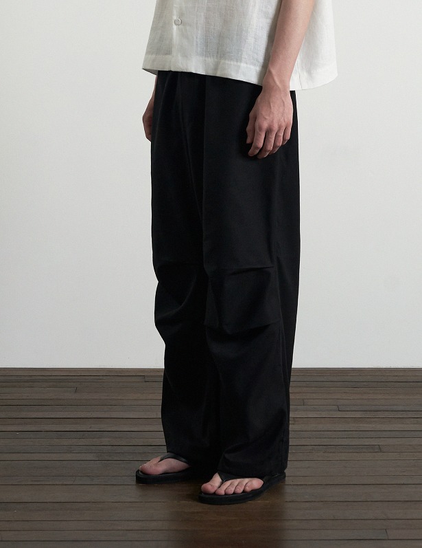 Linen Over Parasuit Pants_Black